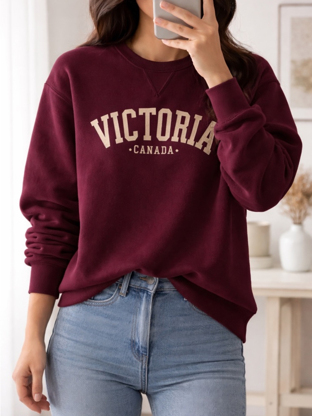 Victoria Canada Maroon Crewneck Sweatshirt